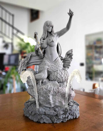 A real-life picture of a Nagoriyuki resin figure, processed, painted but disassembled.