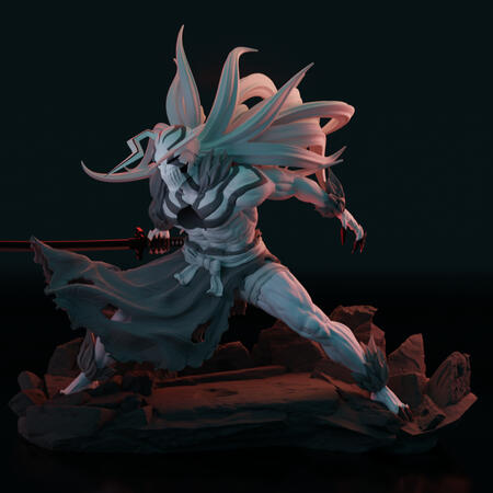 A greyscale render image of our figure of Ichigo from Bleach