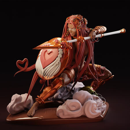 A colored render image of our figure of Aphrodite from Hades II