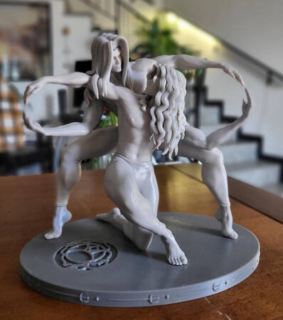 A real-life picture of a resin figure of Touga and Saionji from Revolutionary Girl Utena, unprocessed